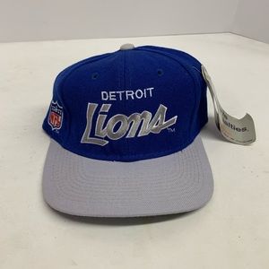 Vintage 90s Sports Specialties Detroit Lions Script FITTED 6 5/8 Hat Cap Tags